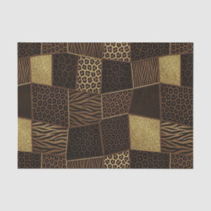 Papel De Seda Pano de Tecido Estampa Animal Africana Marrom e