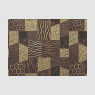 Papel De Seda Pano de Tecido Estampa Animal Africana Marrom e