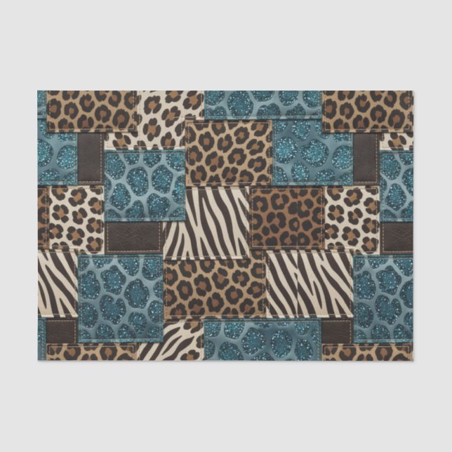 Papel De Seda Pano de Tecido Estampado com Animais Africanos | M (Frente )