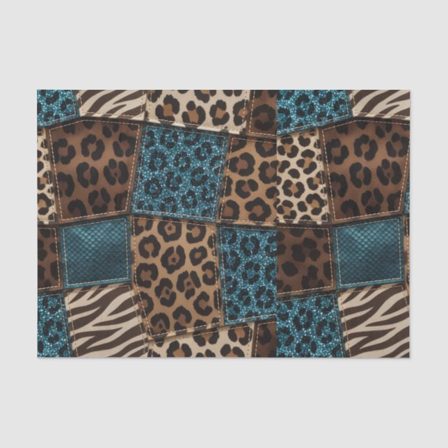 Papel De Seda Pano de Tecido Estampado com Animais Africanos | M (Frente )