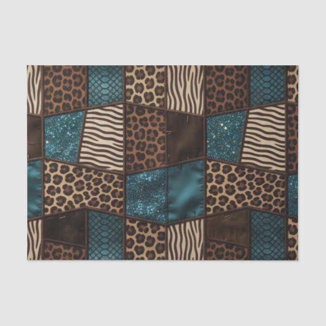 Papel De Seda Pano de Tecido Estampado com Animais Africanos | M (Frente )