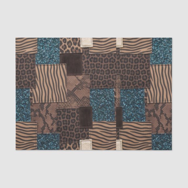 Papel De Seda Pano de Tecido Estampado com Animais Africanos | M (Frente )