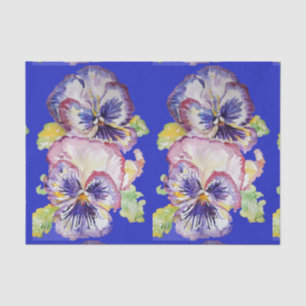 Papel De Seda Pansy Flower Floral Blue Padrão bonito