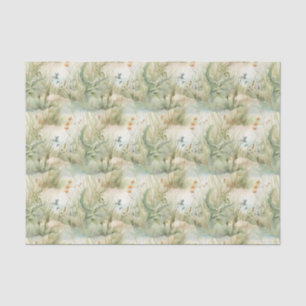 Papel De Seda Pântano Costeiro Aquarela Grama de Praia
