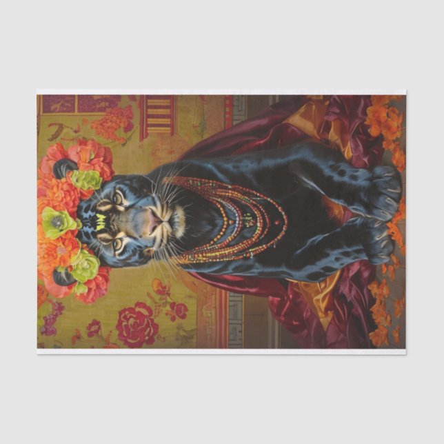 Papel De Seda Pantera Botânica (Frente )