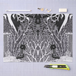 Papel De Seda Pantera negra na selva - desenho a lápis