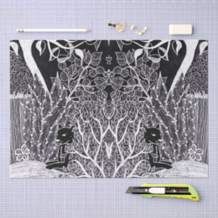 Papel De Seda Pantera negra na selva - desenho a lápis