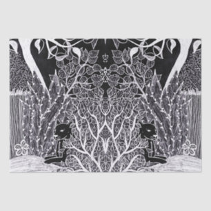 Papel De Seda Pantera preta na selva - desenho a lápis