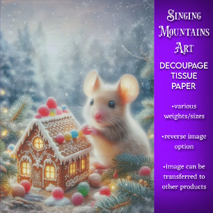 Papel De Seda Pão de Gengibre Festivo e Decoupage do Mouse Festi