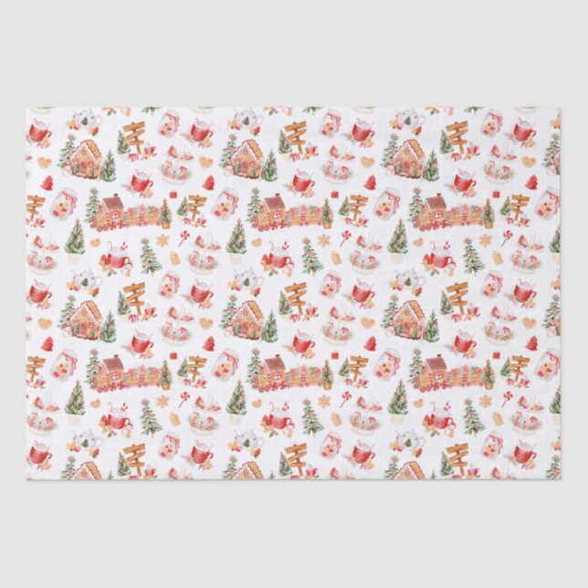 Papel De Seda Pão de Mel de Natal Vermelho (Frente )