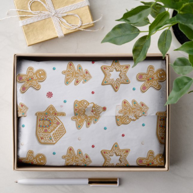 Papel De Seda Pão de Natal Cookies Divertido Padrão Moderno (Presente)
