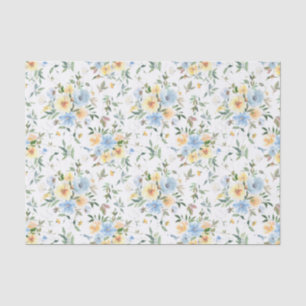 Papel De Seda Pap de Tecido de Decoupage Floral Azul Amarelo