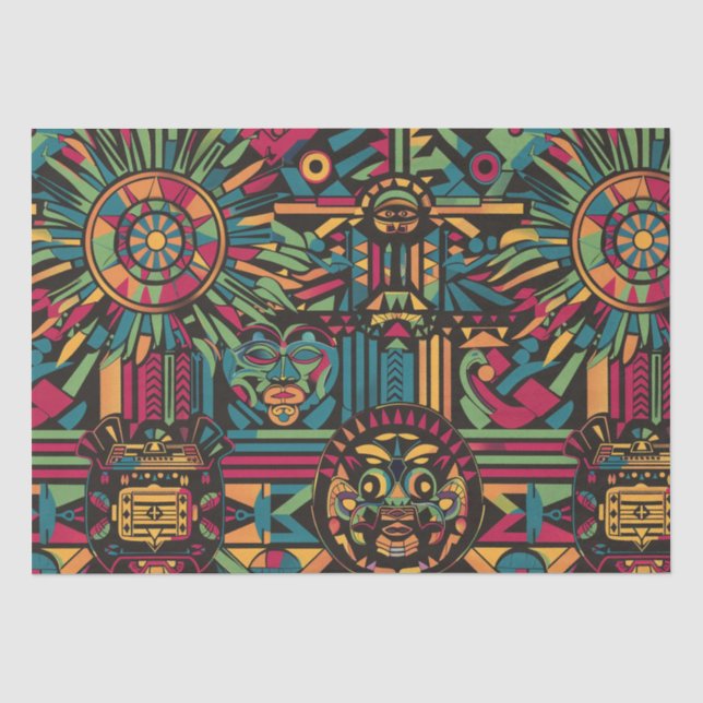 Papel De Seda Pap de Tecidos "Suns e Pirâmides Eclipsados" (Frente )