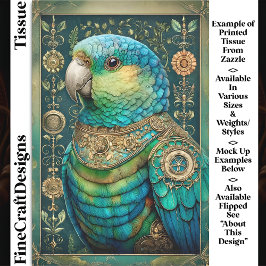 Papel De Seda Papagaio Azul Verde Exótico Steampunk DX7L Decoupa