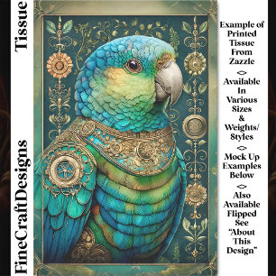 Papel De Seda Papagaio Azul Verde Exótico Steampunk DX7R Decoupa