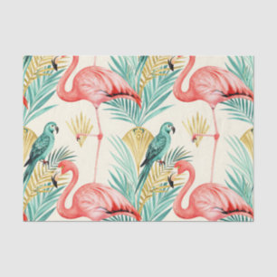 Papel De Seda Papagaio Flamingo Tropical da Selva