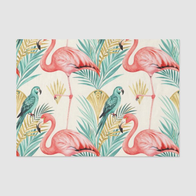 Papel De Seda Papagaio Flamingo Tropical da Selva (Frente )
