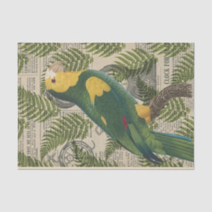 Papel De Seda Papagaio Tropical Verde Vintage