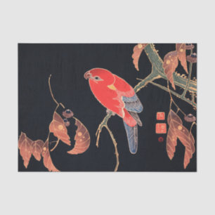 Papel De Seda Papagaio Vermelho no Ramal de uma Árvore por Ito