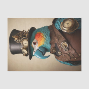 Papel De Seda Papagaio Vintage Azul e Amarelo Steampunk