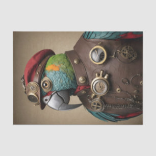 Papel De Seda Papagaio Vintage Blue Steampunk com Chapéu Vermelh