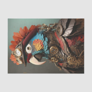 Papel De Seda Papagaio Vintage Laranja e Azul Steampunk