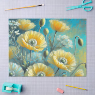 Papel De Seda Papagaios Amarelos Dopagem Floral Flores de Papani