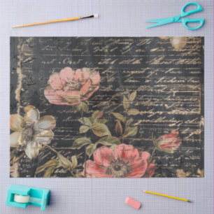 Papel De Seda Papagaios-Florais Brancos e Rosa Moody
