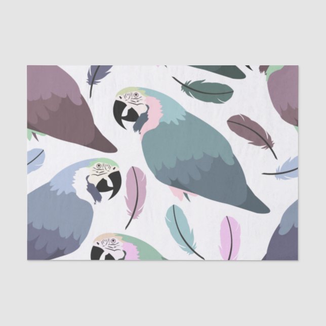 Papel De Seda Papagaios Modernos Padrão Tropical (Frente )