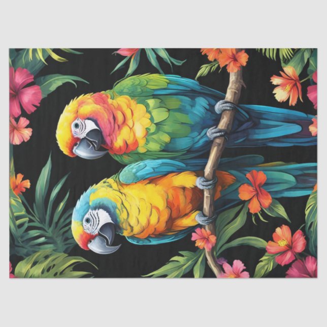 Papel De Seda Papagaios Tropicais (Frente )