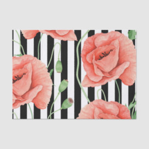 Papel De Seda Papagaios Vermelhos - Stripes Negras