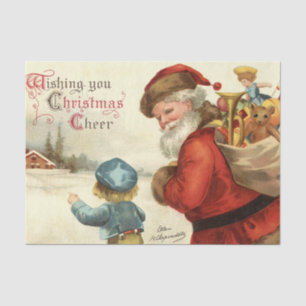 Papel De Seda Papai Noel Antigo com Criança por Ellen Clapsaddle