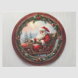 Papel De Seda Papai Noel Antigo em Moldura Decorativa Decoupage