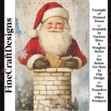 Papai Noel Antigo na Chaminé AZ4 Decoupage