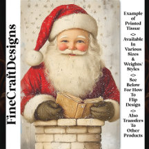 Papai Noel Antigo na Chaminé AZ5 Decoupage