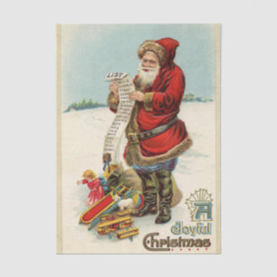 Papel De Seda Papai Noel Antigo Revisando Sua Lista