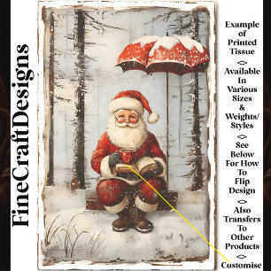 Papel De Seda Papai Noel, Caneca, Livro, Decoupagem Personalizad