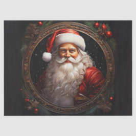 Papel De Seda Papai Noel Charmoso em Decoupage de Moldura Antiga
