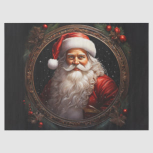 Papel De Seda Papai Noel Charmoso em Decoupage de Moldura Antiga