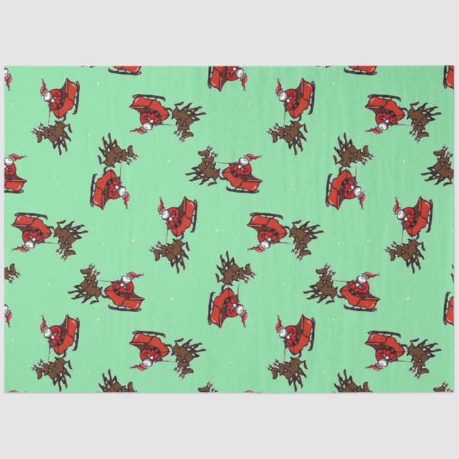 Papel De Seda Papai Noel com sorriso verde (Frente )