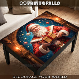 Papel De Seda Papai Noel com um presente em seu laboratório