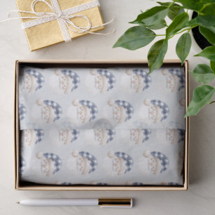 Papel De Seda Papai Noel de Azul Branco com Chapéu Natal