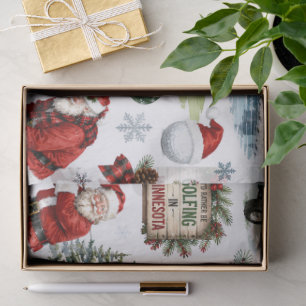 Papel De Seda Papai Noel de golfe no Natal em Minnesota