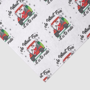 Papel De Seda Papai Noel de Natal andando de carrinho de golfe