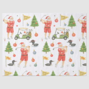 Papel De Seda Papai Noel de Natal de Golfe Jogando Golfe em Minn