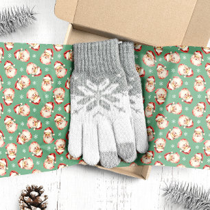 Papel De Seda Papai Noel de Natal em Aquarela Vintage Verde