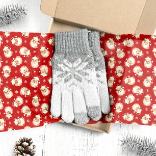Papel De Seda Papai Noel de Natal em Aquarela Vintage Vermelha