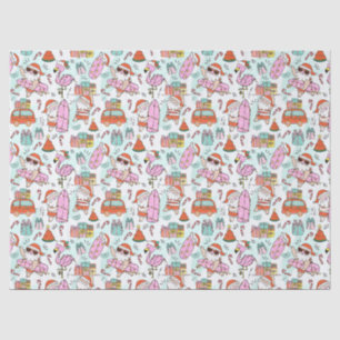 Papel De Seda Papai Noel de Natal Tropical Divertido