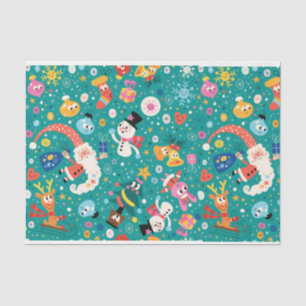 Papel De Seda Papai Noel e Amigos Felizes