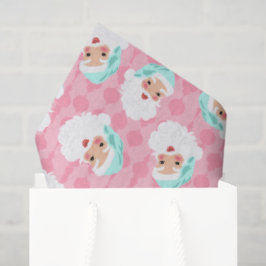 Papel De Seda Papai Noel em Mint Green Hat Retro Christmas